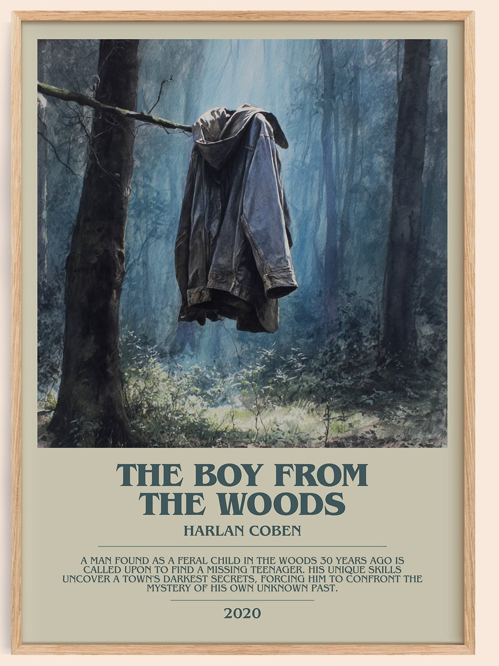 The Boy from the Woods bookish book poster by Harlan Coben – framed literary art print