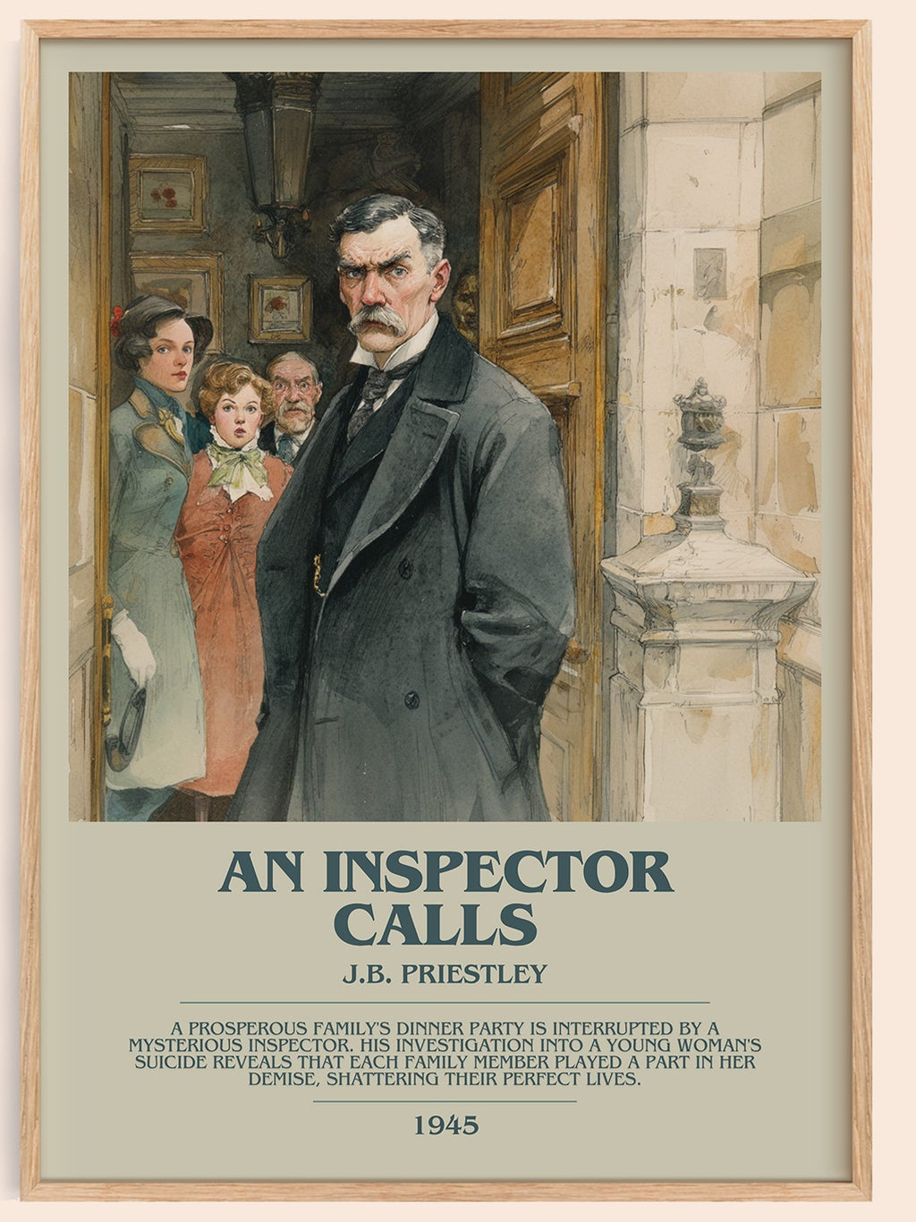 An Inspector Calls bookish book poster by J. B. Priestley – framed literary art print