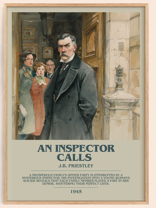An Inspector Calls bookish book poster by J. B. Priestley – framed literary art print