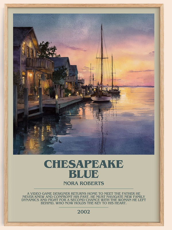 Chesapeake Blue bookish book poster by Nora Roberts – framed literary art print