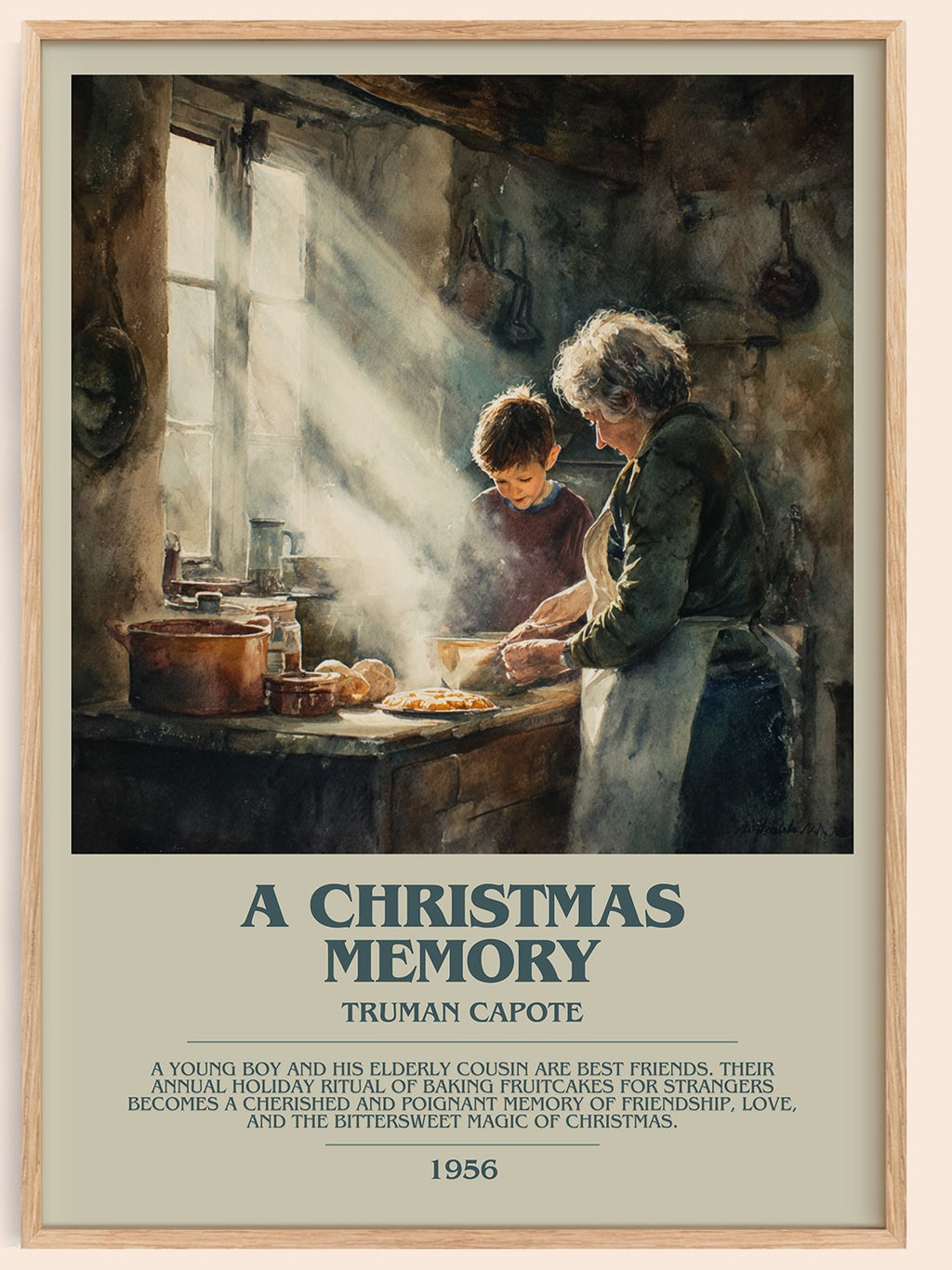A Christmas Memory bookish book poster by Truman Capote – framed literary art print