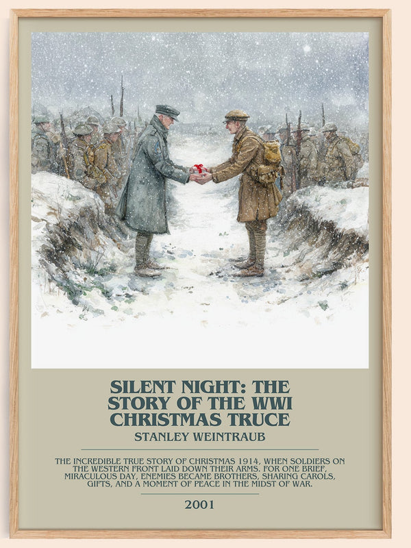 Silent Night: The Story of the World War I Christmas Truce bookish book poster by Stanley Weintraub – framed literary art