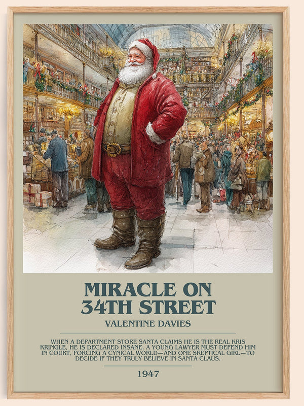 Miracle On 34th Street bookish book poster by VALENTINE DAVIES – framed literary art print