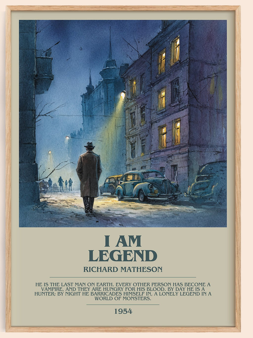 I Am Legend bookish book poster by Richard Matheson – framed literary art print