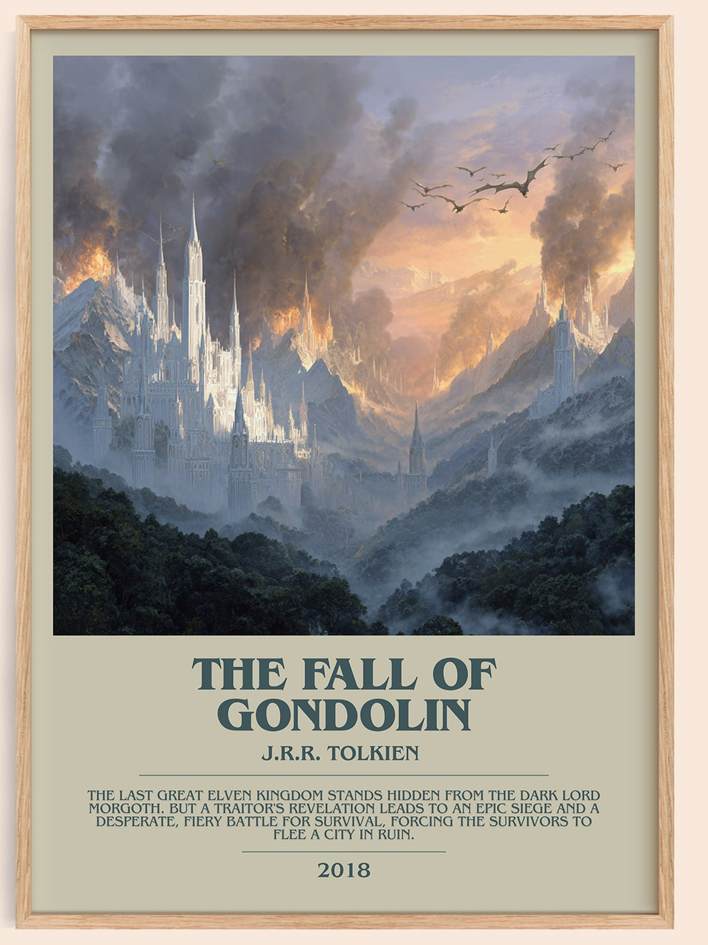 The Fall of Gondolin bookish book poster by J. R. R. Tolkien – framed literary art print