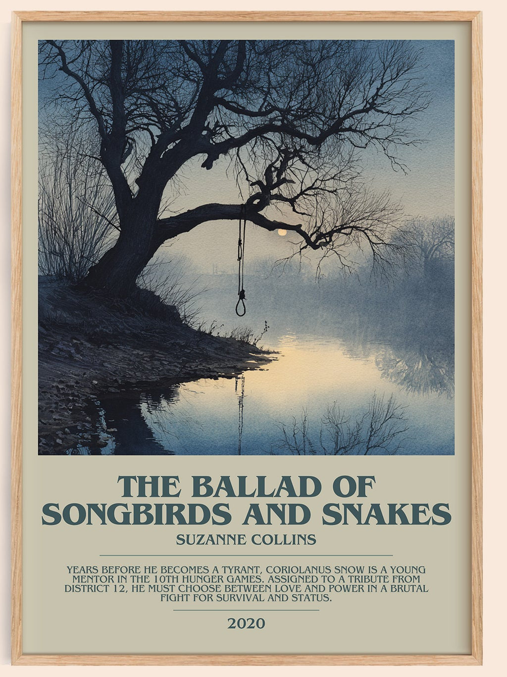 The Ballad of Songbirds and Snakes bookish book poster by Suzanne Collins – framed literary art print