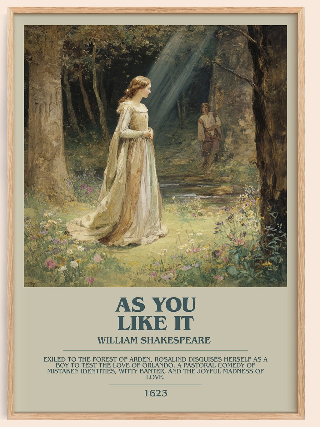 As You Like It bookish book poster by William Shakespeare – framed literary art print