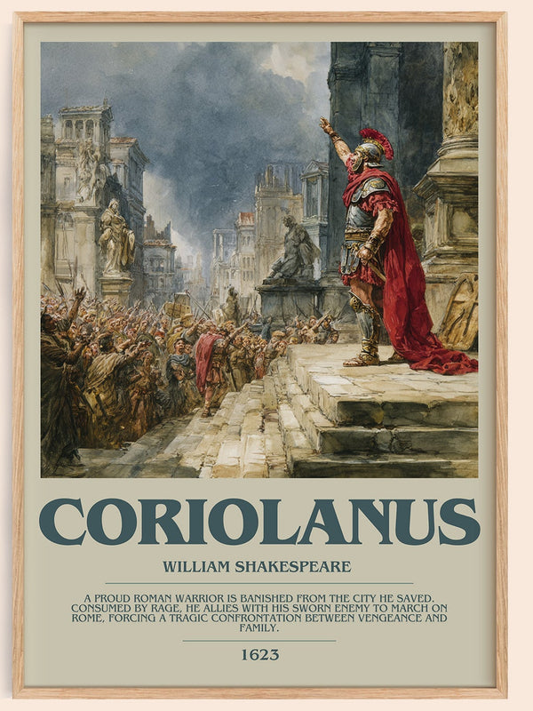 Coriolanus bookish book poster by William Shakespeare – framed literary art print