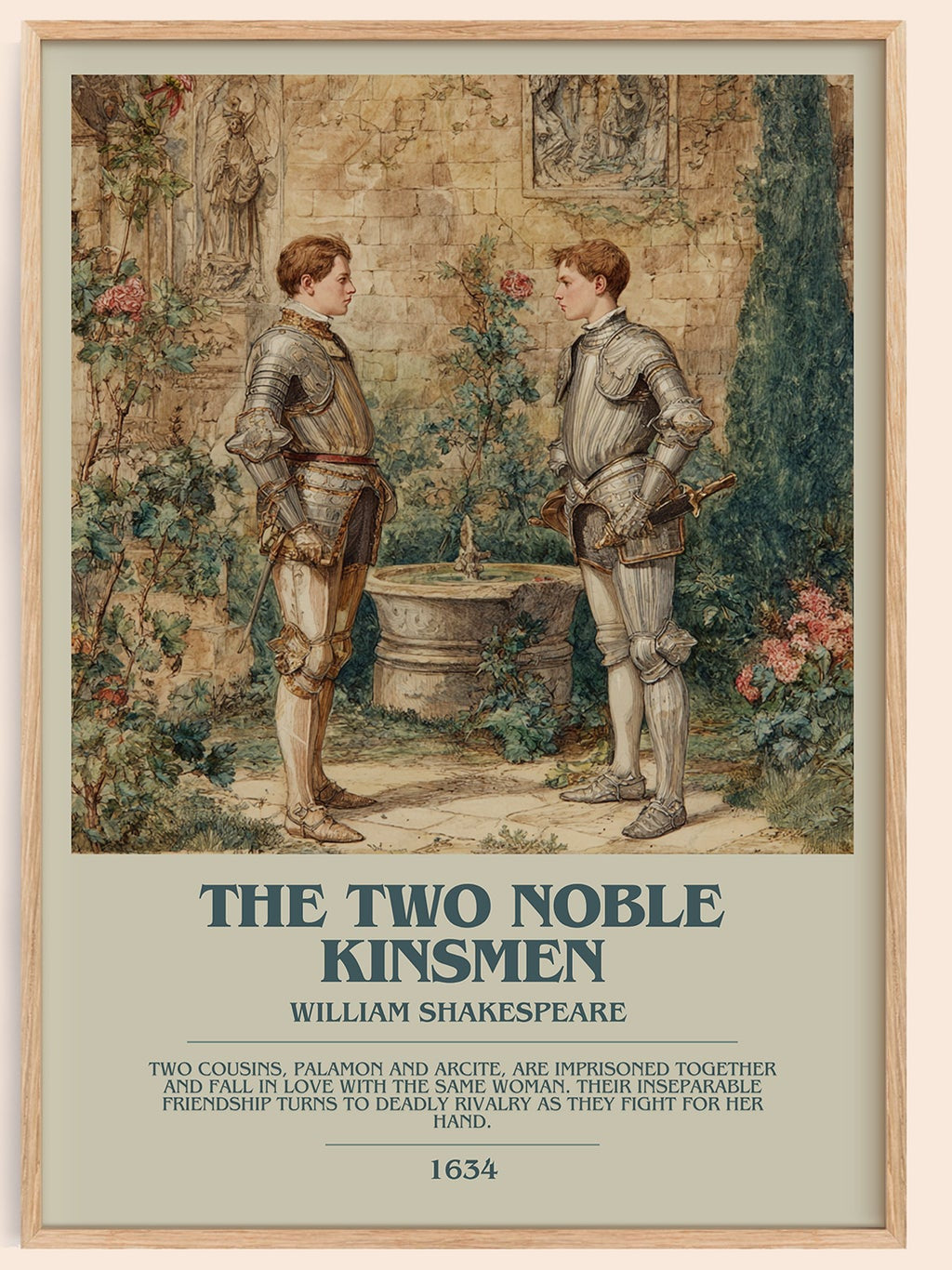 The Two Noble Kinsmen bookish book poster by William Shakespeare – framed literary art print