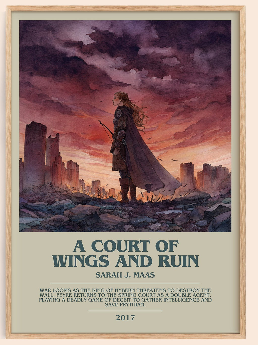 A Court of Wings and Ruin bookish book poster by Sarah J. Maas – framed literary art print