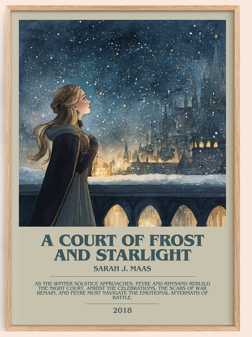 A Court of Frost and Starlight bookish book poster by Sarah J. Maas – framed literary art print