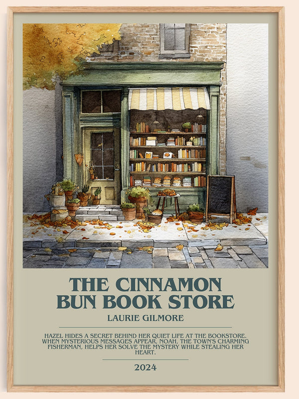 The Cinnamon Bun Book Store bookish book poster by Laurie Gilmore – framed literary art print