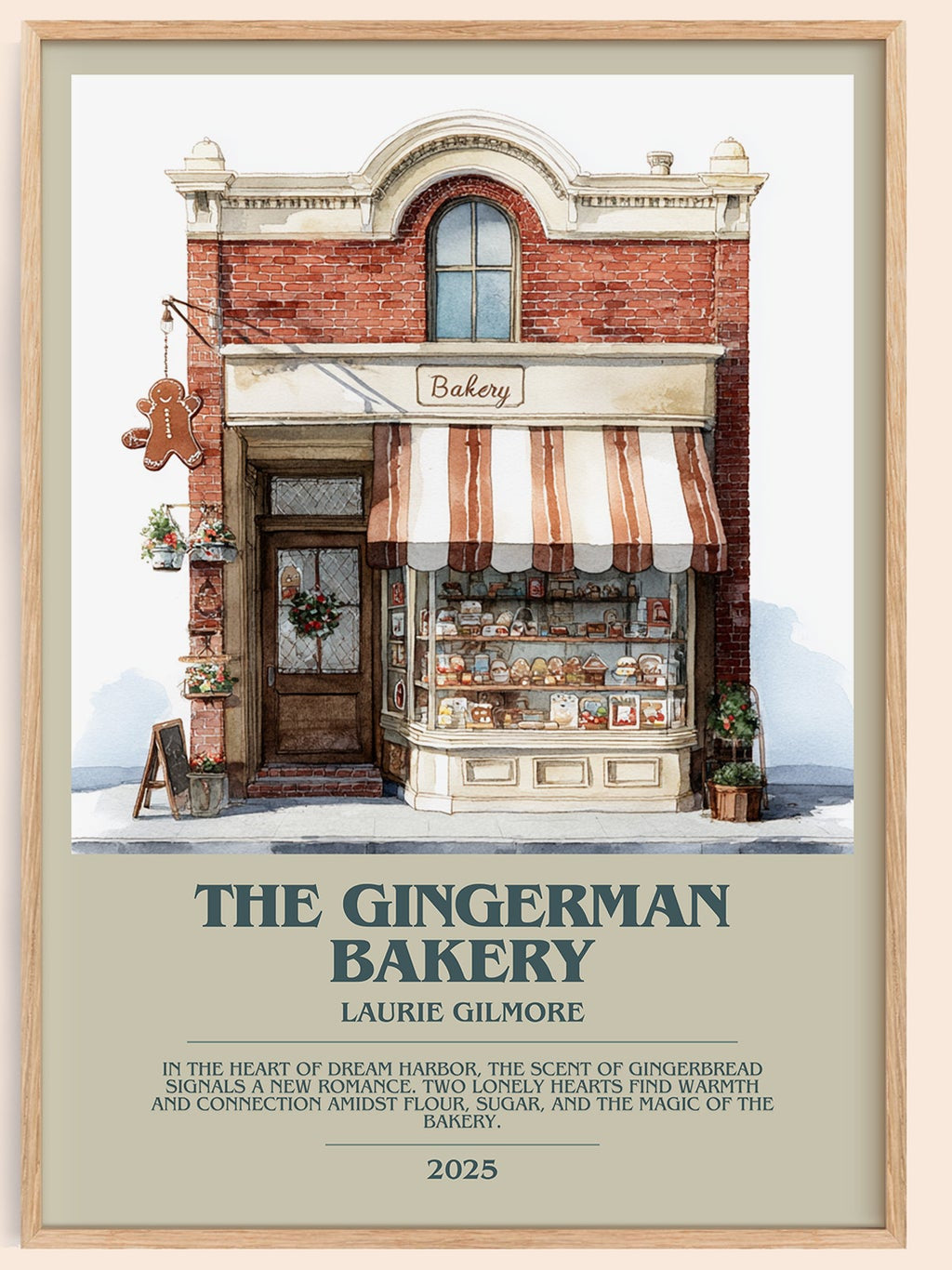 The Gingerman Bakery bookish book poster by Laurie Gilmore – framed literary art print