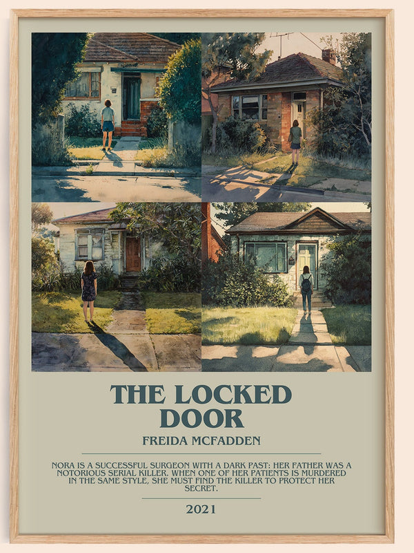 The Locked Door bookish book poster by Freida McFadden – framed literary art print