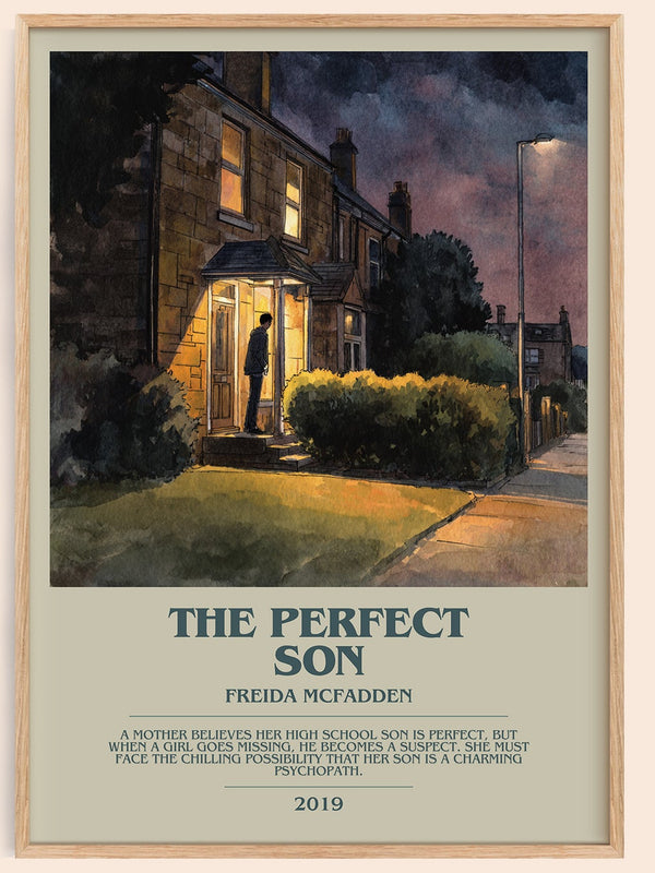 The Perfect Son bookish book poster by Freida McFadden – framed literary art print