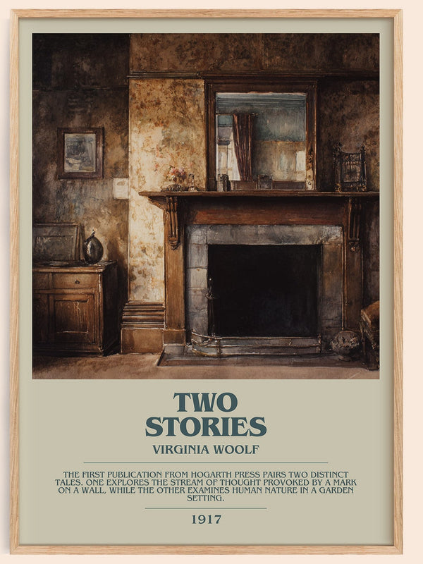 Two Stories bookish book poster by Virginia Woolf – framed literary art print