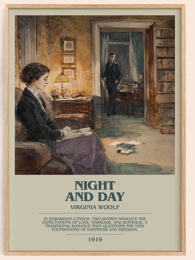 Night and Day Bookish Wall Art by Virginia Woolf