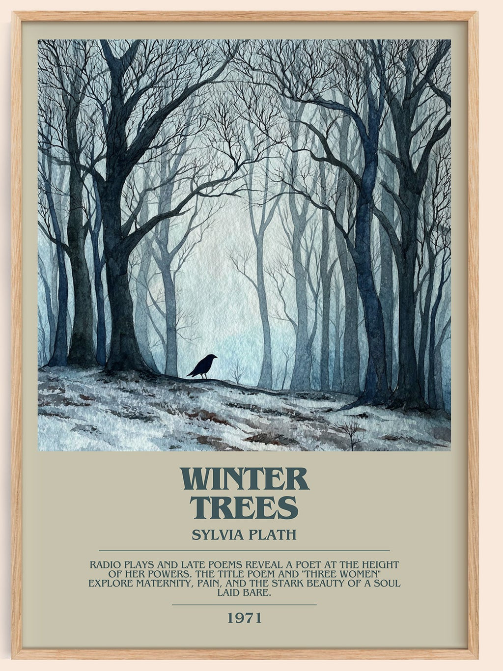 Winter Trees bookish book poster by Sylvia Plath – framed literary art print
