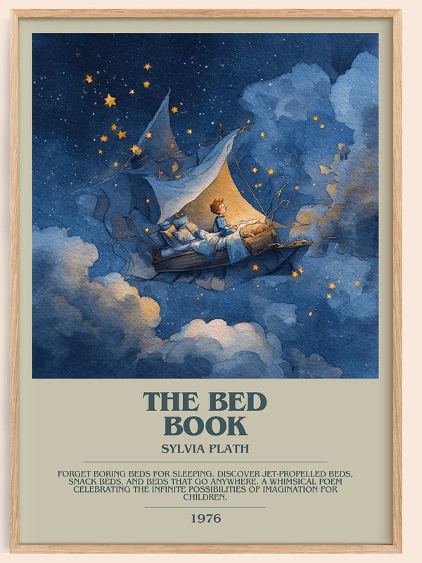 The Bed Book bookish book poster by Sylvia Plath – framed literary art print