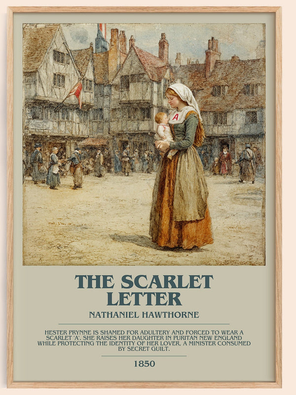 The Scarlet Letter bookish book poster by Nathaniel Hawthorne – framed literary art print