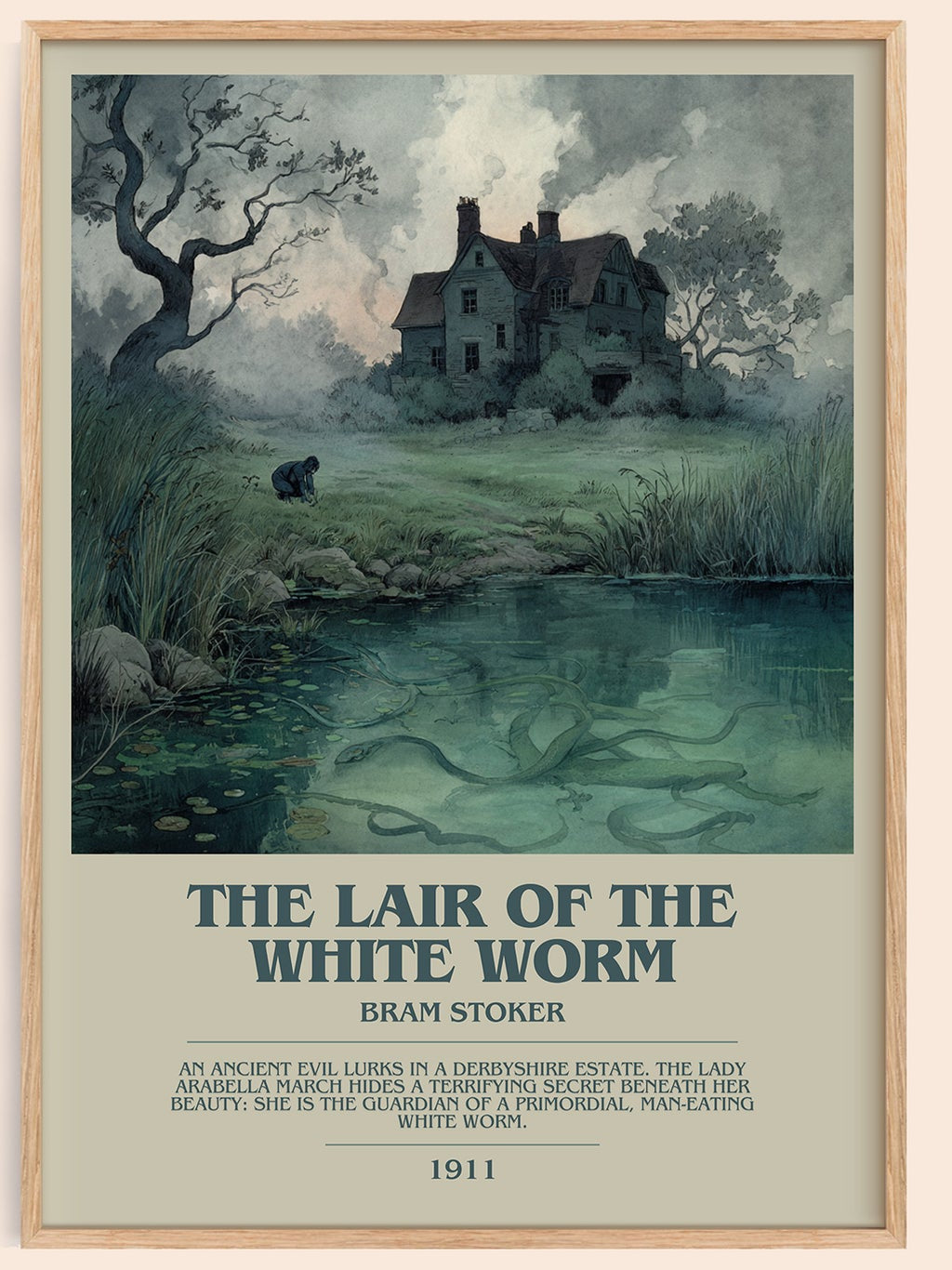 The Lair of the White Worm bookish book poster by Bram Stoker – framed literary art print
