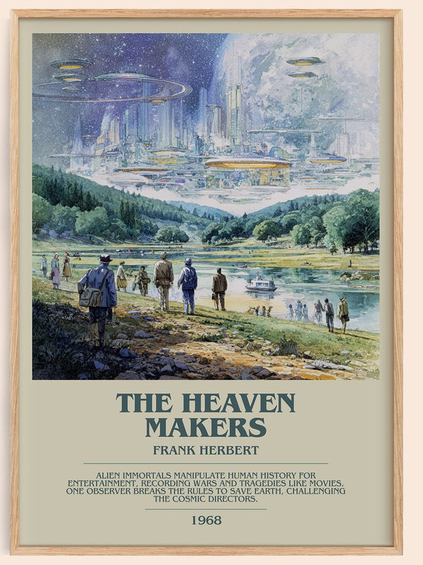 The Heaven Makers bookish book poster by Frank Herbert – framed literary art print