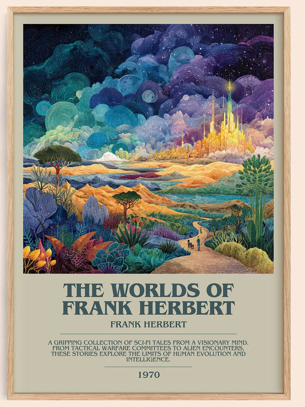 The Worlds of Frank Herbert bookish book poster by Frank Herbert – framed literary art print