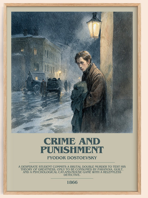 Crime And Punishment bookish book poster by Fyodor Dostoevsky – framed literary art print