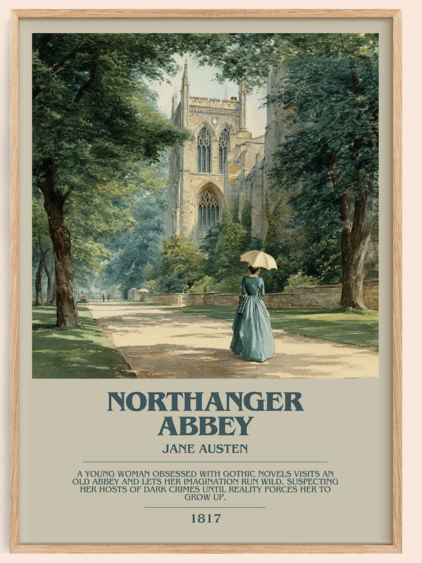 Northanger Abbey bookish book poster by Jane Austen – framed literary art print