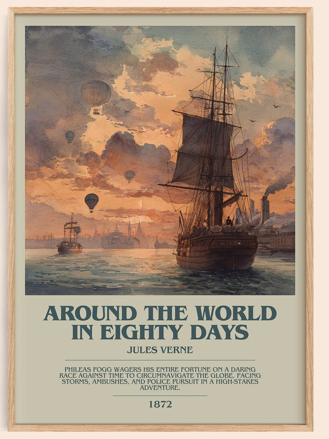 Around the World in Eighty Days Bookish Wall Art by Jules Verne
