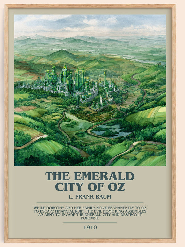 The Emerald City of Oz bookish book poster by L. Frank Baum – framed literary art print
