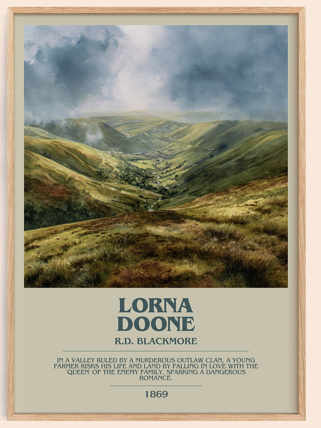 Lorna Doone bookish book poster by R.D. Blackmore – framed literary art print