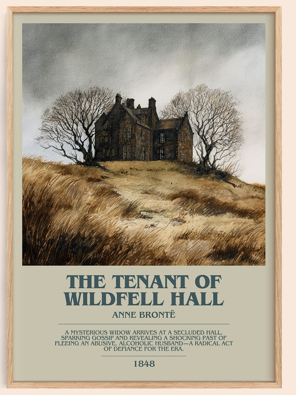 The Tenant Of Wildfell Hall bookish book poster by Anne Brontë – framed literary art print