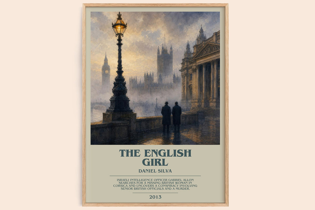 The English Girl bookish book poster by Daniel Silva – framed literary art print