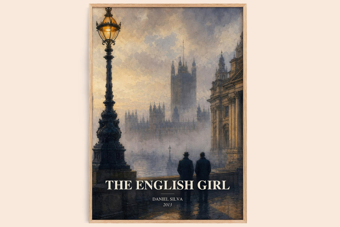 The English Girl watercolour book poster by Daniel Silva – framed literary art print