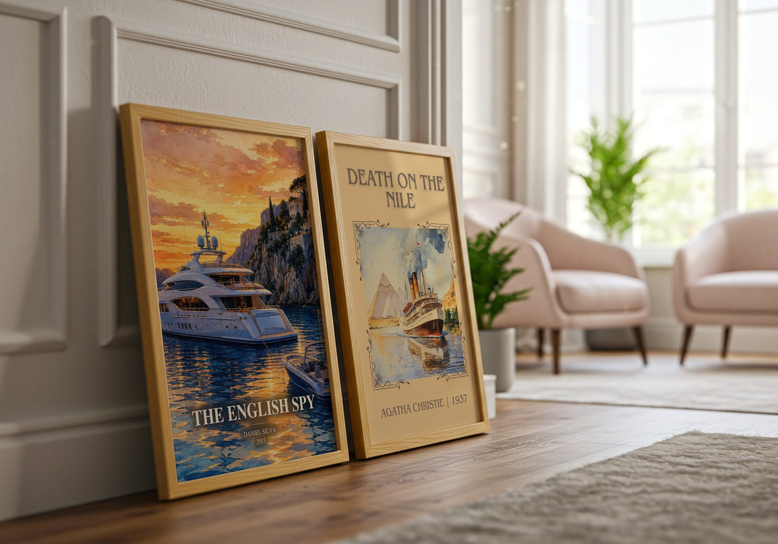 The English Spy watercolour print framed by window – literary home decor