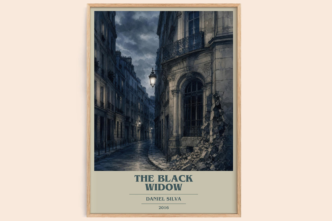 The Black Widow book cover book poster by Daniel Silva – framed literary art print