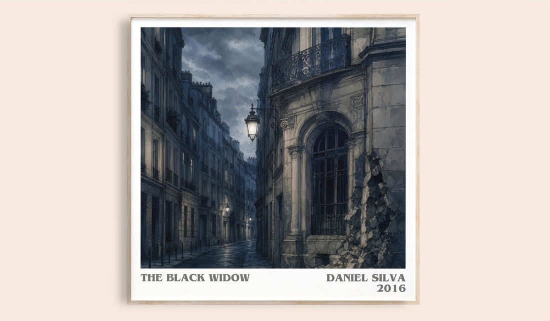 The Black Widow literary book poster by Daniel Silva – framed literary art print