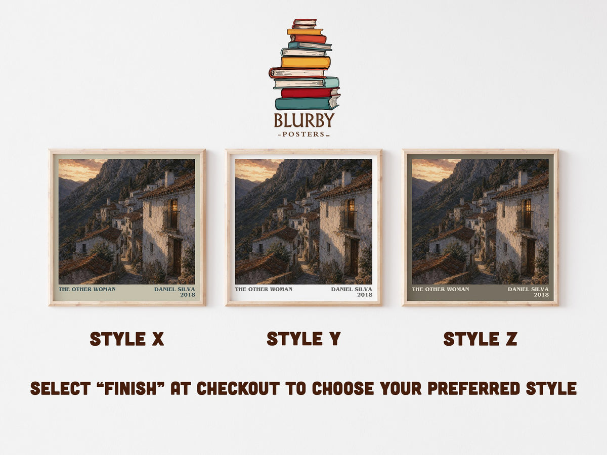 The Other Woman literary print in frame leaning in hallway – thriller wall art (mockup)