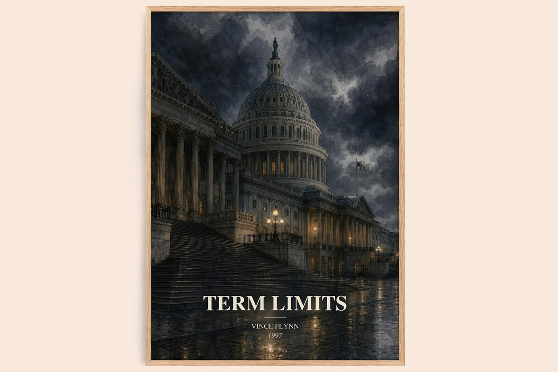 Term Limits watercolour book poster by Vince Flynn – framed literary art print