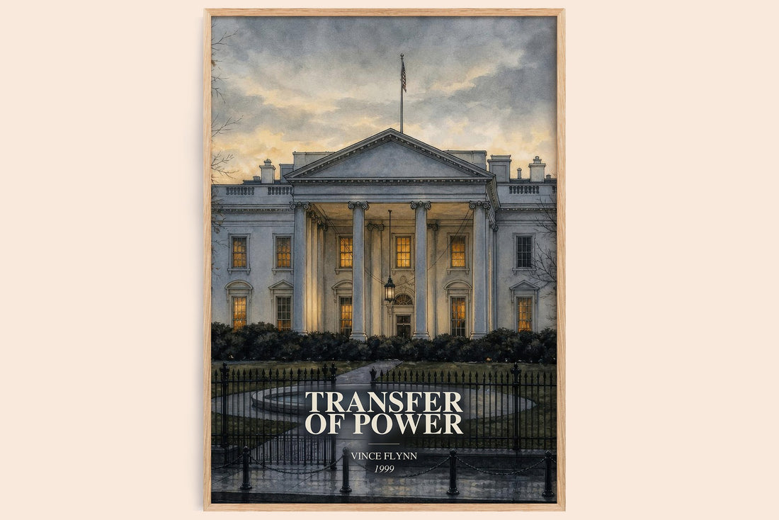 Transfer of Power watercolour book poster by Vince Flynn – framed literary art print