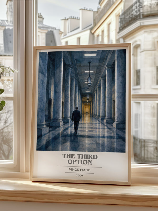 The Third Option Book Cover Poster by Vince Flynn – framed print by a bright window