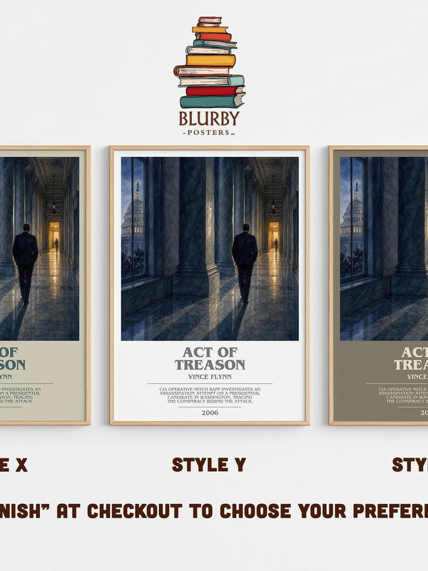 Act of Treason bookish print in frame leaning in hallway – thriller wall art