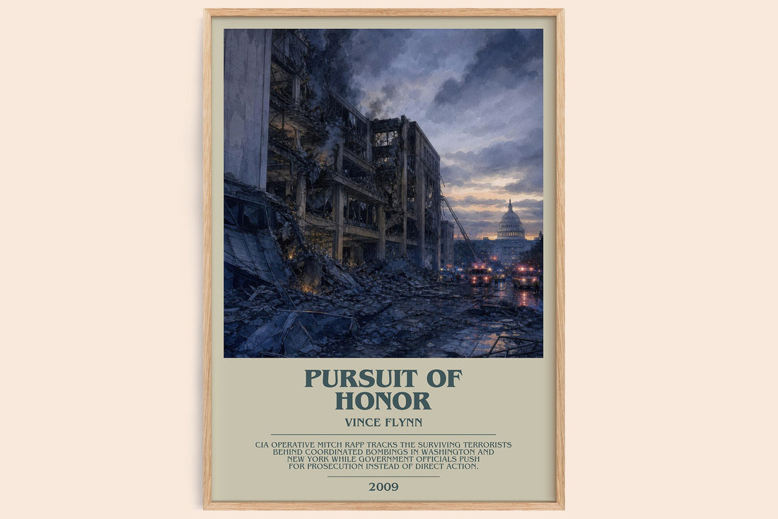 Pursuit of Honor bookish book poster by Vince Flynn – framed literary art print