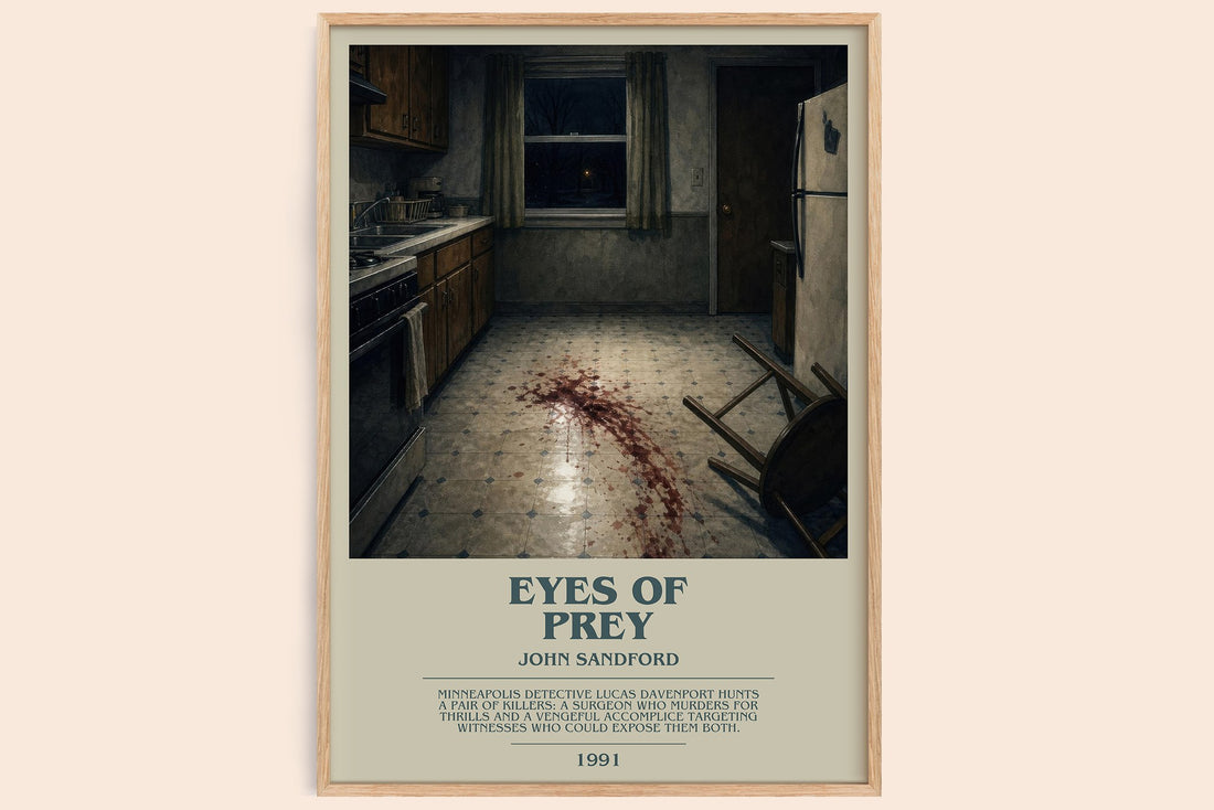 Eyes of Prey bookish book poster by John Sandford – framed literary art print