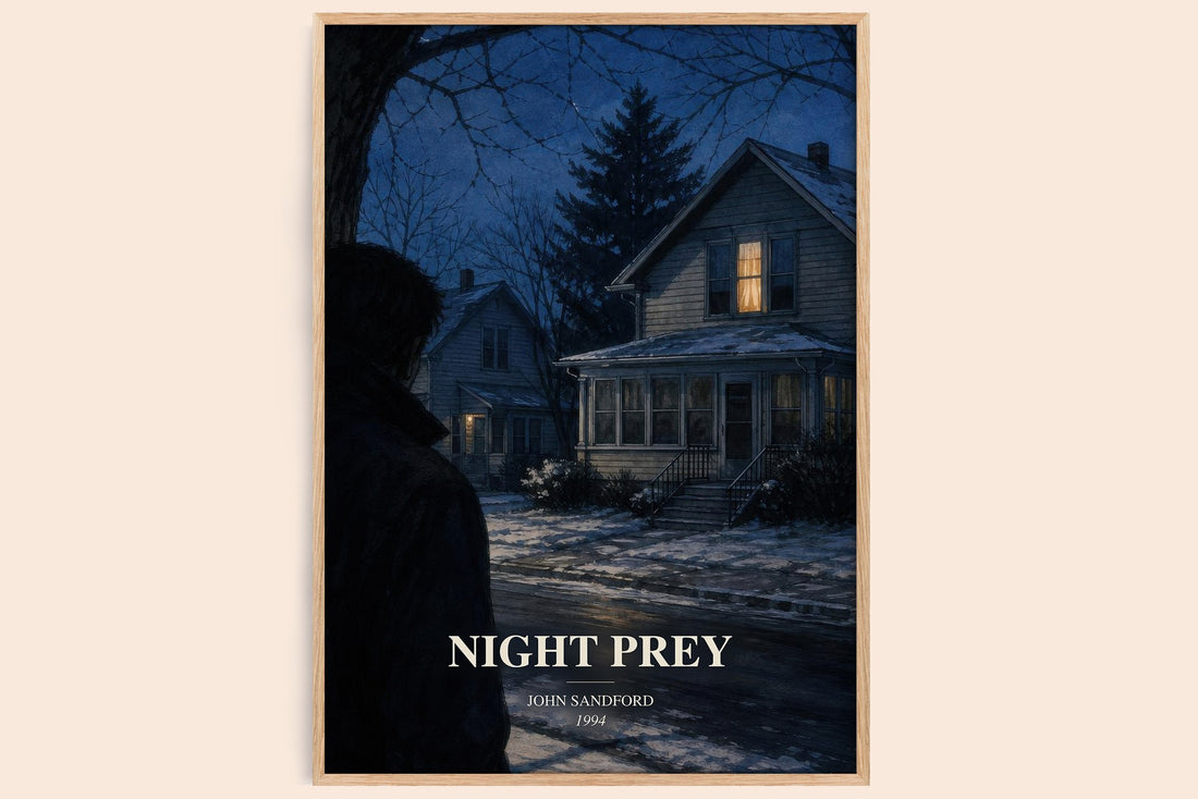 Night Prey watercolour book poster by John Sandford – framed literary art print