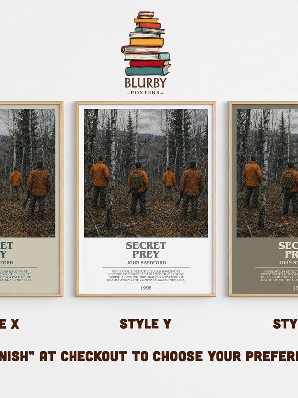 Secret Prey bookish print in frame leaning in hallway – crime wall art
