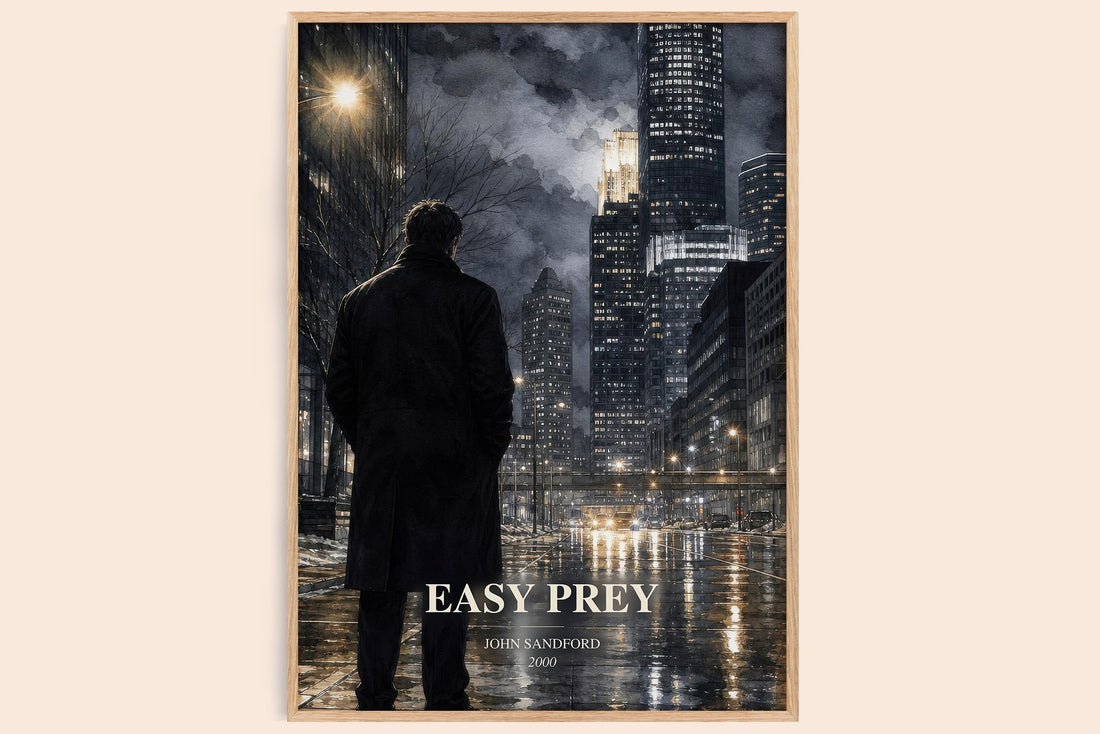 Easy Prey watercolour book poster by John Sandford – framed literary art print