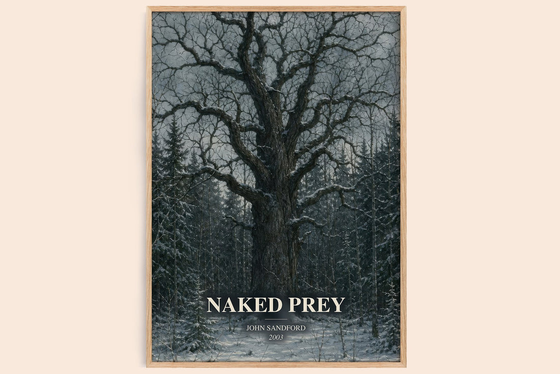 Naked Prey watercolour book poster by John Sandford – framed literary art print