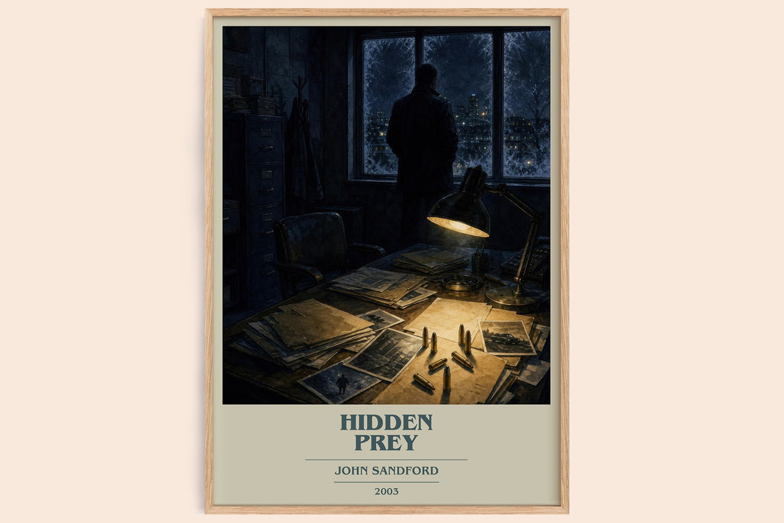 Hidden Prey book cover book poster by John Sandford – framed literary art print